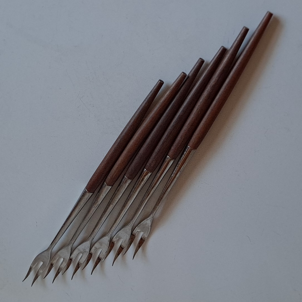 Six Vintage Fondue Fork Skewers